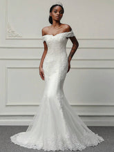 Off-Shoulder Appliqué Hand-Beaded Mermaid Wedding Dress